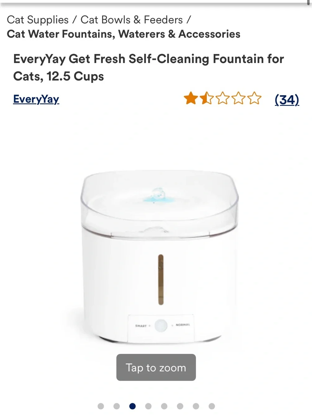 EveryYay Get Fresh Self Cleaning Per Water Fountain 3L UVC LED